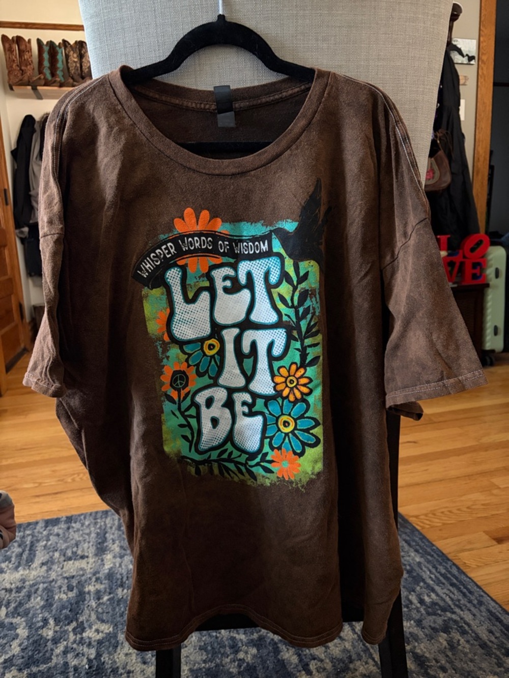 3 XL Gildan Brown Graphic.           “Let it Be”
